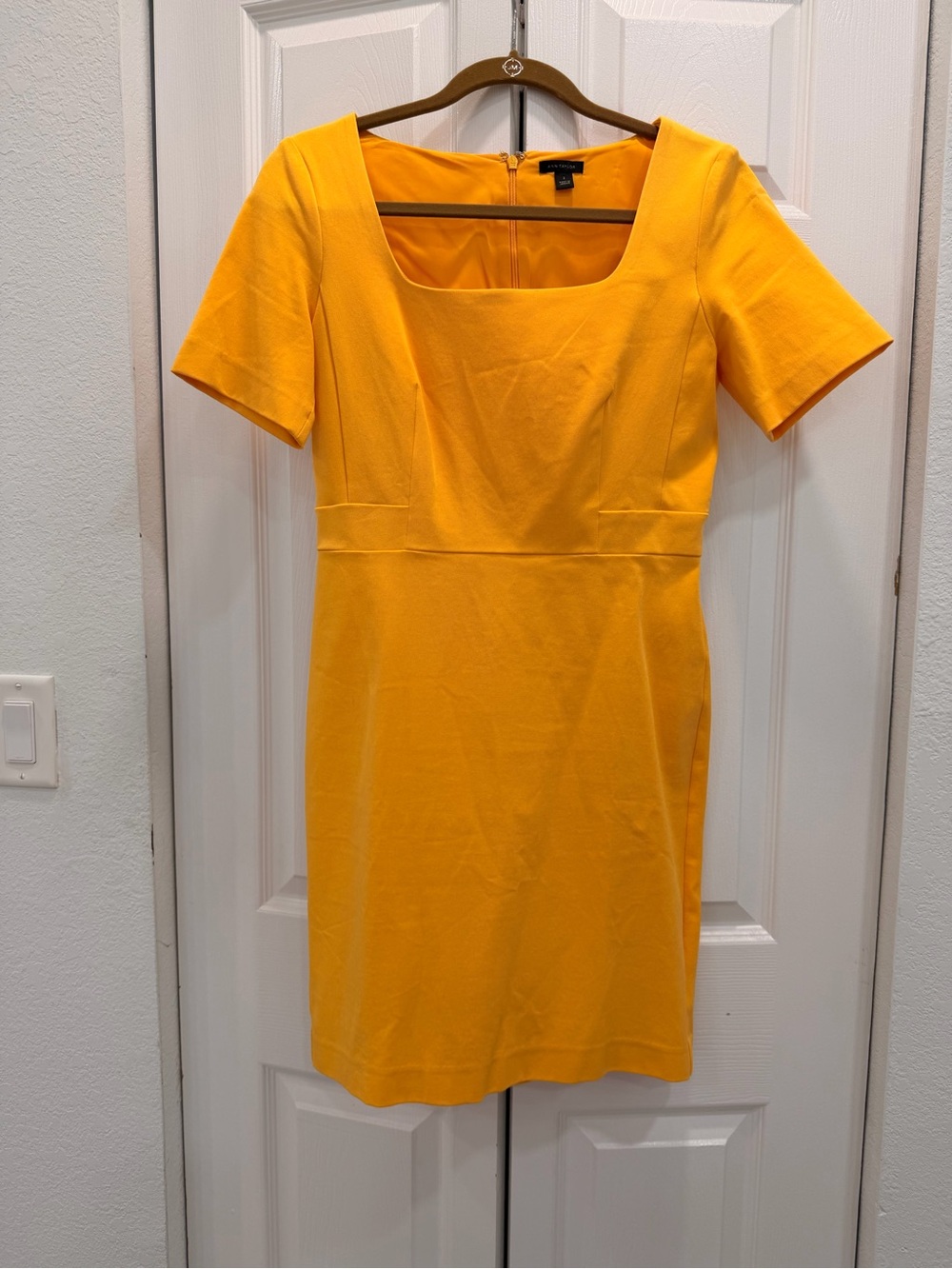 Ann Taylor Bright Yellow Square-Neck Dress